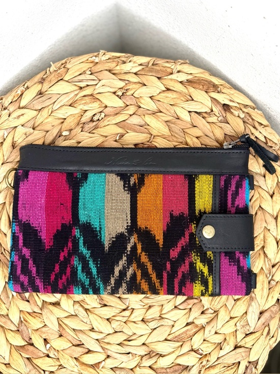 Nena & Co. Handbags - NWOT Nena & Co. EVERYTHING CLUTCH multicolor woven black leather convertible